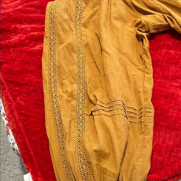 Free People Mustard Embroidered Blouse - Picture 5 of 8